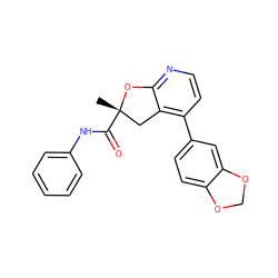 C[C@]1(C(=O)Nc2ccccc2)Cc2c(-c3ccc4c(c3)OCO4)ccnc2O1 ZINC000061928755