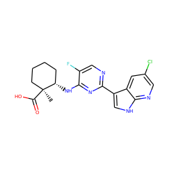 C[C@]1(C(=O)O)CCCC[C@@H]1Nc1nc(-c2c[nH]c3ncc(Cl)cc23)ncc1F ZINC000118096383