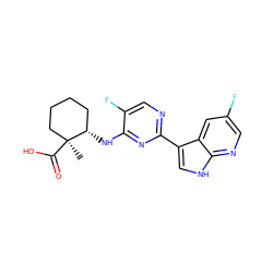 C[C@]1(C(=O)O)CCCC[C@@H]1Nc1nc(-c2c[nH]c3ncc(F)cc23)ncc1F ZINC000204065720