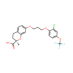 C[C@]1(C(=O)O)CCc2ccc(OCCCOc3ccc(OC(F)(F)F)cc3Cl)cc2O1 ZINC000028122238