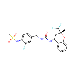 C[C@]1(C(F)F)C[C@@H](NC(=O)NCc2ccc(NS(C)(=O)=O)c(F)c2)c2ccccc2O1 ZINC000169704454