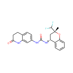 C[C@]1(C(F)F)C[C@@H](NC(=O)Nc2ccc3c(c2)NC(=O)CC3)c2ccccc2O1 ZINC000143529150