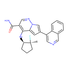 C[C@]1(F)CCC[C@H]1Nc1c(C(N)=O)cnn2cc(-c3cncc4ccccc34)cc12 ZINC000146084327