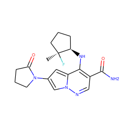 C[C@]1(F)CCC[C@H]1Nc1c(C(N)=O)cnn2cc(N3CCCC3=O)cc12 ZINC000146126689