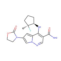 C[C@]1(F)CCC[C@H]1Nc1c(C(N)=O)cnn2cc(N3CCOC3=O)cc12 ZINC000146134863