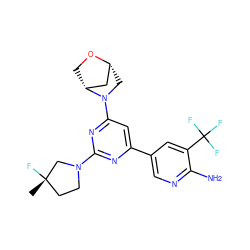 C[C@]1(F)CCN(c2nc(-c3cnc(N)c(C(F)(F)F)c3)cc(N3C[C@@H]4C[C@H]3CO4)n2)C1 ZINC000653685064