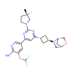 C[C@]1(F)CCN(c2nc(-c3cnc(N)c(OC(F)F)c3)cc([C@H]3C[C@H](N4C[C@@H]5C[C@H]4CO5)C3)n2)C1 ZINC000653767520