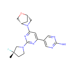 C[C@]1(F)CCN(c2nc(-c3cnc(N)nc3)cc(N3C[C@@H]4C[C@H]3CO4)n2)C1 ZINC000653778425