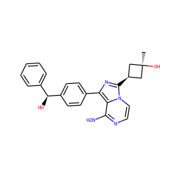 C[C@]1(O)C[C@@H](c2nc(-c3ccc([C@@H](O)c4ccccc4)cc3)c3c(N)nccn32)C1 ZINC000100619037