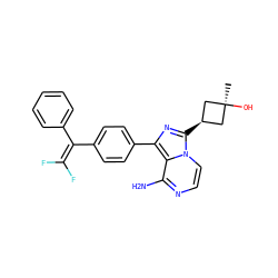 C[C@]1(O)C[C@@H](c2nc(-c3ccc(C(=C(F)F)c4ccccc4)cc3)c3c(N)nccn32)C1 ZINC000100618458