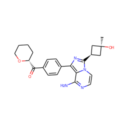 C[C@]1(O)C[C@@H](c2nc(-c3ccc(C(=O)[C@H]4CCCCO4)cc3)c3c(N)nccn32)C1 ZINC000100618742