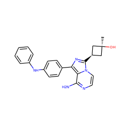 C[C@]1(O)C[C@@H](c2nc(-c3ccc(Nc4ccccc4)cc3)c3c(N)nccn32)C1 ZINC000100618715