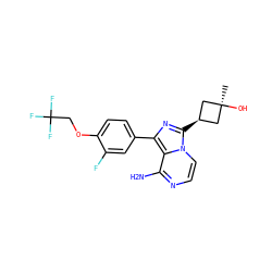 C[C@]1(O)C[C@@H](c2nc(-c3ccc(OCC(F)(F)F)c(F)c3)c3c(N)nccn32)C1 ZINC000100618809