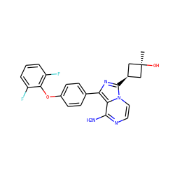 C[C@]1(O)C[C@@H](c2nc(-c3ccc(Oc4c(F)cccc4F)cc3)c3c(N)nccn32)C1 ZINC000100618863