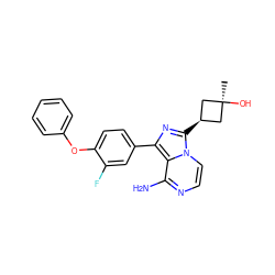 C[C@]1(O)C[C@@H](c2nc(-c3ccc(Oc4ccccc4)c(F)c3)c3c(N)nccn32)C1 ZINC000100618711