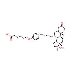 C[C@]1(O)CC[C@H]2[C@H]3[C@H](CC[C@@]21C)[C@@]1(C)CCC(=O)C=C1C[C@H]3CCCCc1ccc(OCCCCCC(=O)O)cc1 ZINC000028824559