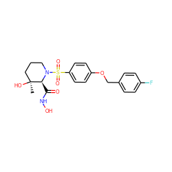 C[C@]1(O)CCCN(S(=O)(=O)c2ccc(OCc3ccc(F)cc3)cc2)[C@H]1C(=O)NO ZINC000011525600