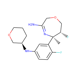 C[C@]1(c2cc(N[C@@H]3CCCOC3)ccc2F)N=C(N)COC[C@@H]1F ZINC000169702879