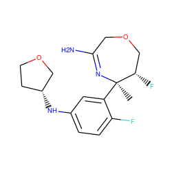 C[C@]1(c2cc(N[C@@H]3CCOC3)ccc2F)N=C(N)COC[C@@H]1F ZINC000169702877