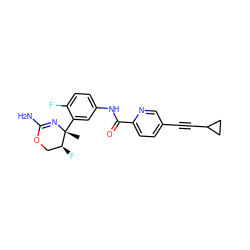 C[C@]1(c2cc(NC(=O)c3ccc(C#CC4CC4)cn3)ccc2F)N=C(N)OC[C@@H]1F ZINC000169702950