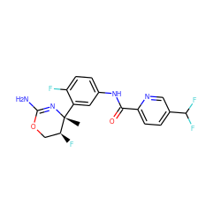 C[C@]1(c2cc(NC(=O)c3ccc(C(F)F)cn3)ccc2F)N=C(N)OC[C@@H]1F ZINC000169702947