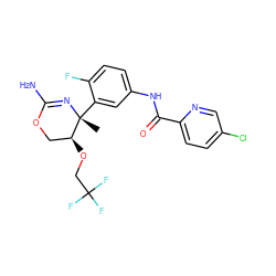 C[C@]1(c2cc(NC(=O)c3ccc(Cl)cn3)ccc2F)N=C(N)OC[C@@H]1OCC(F)(F)F ZINC000169702981