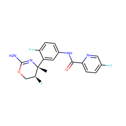 C[C@]1(c2cc(NC(=O)c3ccc(F)cn3)ccc2F)N=C(N)OC[C@@H]1F ZINC000169702956