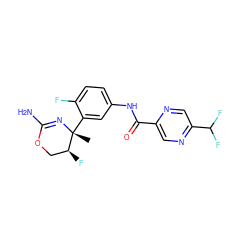 C[C@]1(c2cc(NC(=O)c3cnc(C(F)F)cn3)ccc2F)N=C(N)OC[C@@H]1F ZINC000169702951