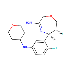 C[C@]1(c2cc(NC3CCOCC3)ccc2F)N=C(N)COC[C@@H]1F ZINC000169702881