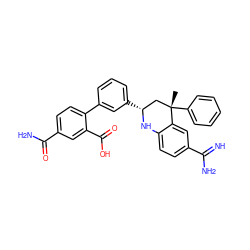 C[C@]1(c2ccccc2)C[C@@H](c2cccc(-c3ccc(C(N)=O)cc3C(=O)O)c2)Nc2ccc(C(=N)N)cc21 ZINC000013977893