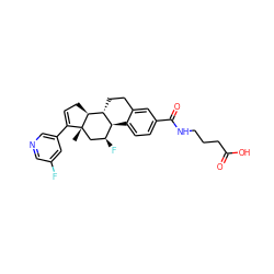 C[C@]12C[C@H](F)[C@@H]3c4ccc(C(=O)NCCCC(=O)O)cc4CC[C@H]3[C@@H]1CC=C2c1cncc(F)c1 ZINC000205165692