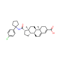 C[C@]12CC[C@@H]3[C@@H](CC=C4C=C(C(=O)O)CC[C@@]43C)[C@@H]1CC[C@@H]2C(=O)NC1(c2ccc(Cl)cc2)CCCC1 ZINC000026577736