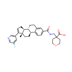 C[C@]12CC[C@@H]3c4ccc(C(=O)NCC5(C(=O)O)CCOCC5)cc4CC[C@H]3[C@@H]1CC=C2c1cncc(F)c1 ZINC000205153068