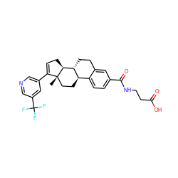 C[C@]12CC[C@@H]3c4ccc(C(=O)NCCC(=O)O)cc4CC[C@H]3[C@@H]1CC=C2c1cncc(C(F)(F)F)c1 ZINC000205163218