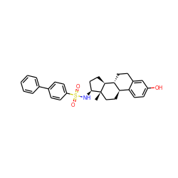 C[C@]12CC[C@@H]3c4ccc(O)cc4CC[C@H]3[C@@H]1CC[C@@H]2NS(=O)(=O)c1ccc(-c2ccccc2)cc1 ZINC000082149137