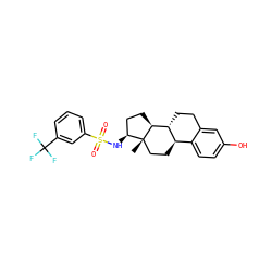 C[C@]12CC[C@@H]3c4ccc(O)cc4CC[C@H]3[C@@H]1CC[C@@H]2NS(=O)(=O)c1cccc(C(F)(F)F)c1 ZINC000073198802