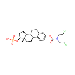 C[C@]12CC[C@@H]3c4ccc(OC(=O)N(CCCl)CCCl)cc4CC[C@H]3[C@@H]1CC[C@@H]2OP(=O)(O)O ZINC000003938713