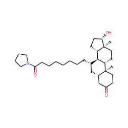 C[C@]12CC[C@H]3[C@@H]([C@@H](CCCCCCCC(=O)N4CCCC4)C[C@H]4CC(=O)CC[C@@]43C)[C@@H]1CC[C@@H]2O ZINC000028640104