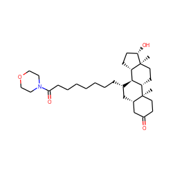 C[C@]12CC[C@H]3[C@@H]([C@@H](CCCCCCCC(=O)N4CCOCC4)C[C@H]4CC(=O)CC[C@@]43C)[C@@H]1CC[C@@H]2O ZINC000028639813