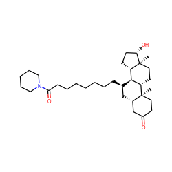 C[C@]12CC[C@H]3[C@H]([C@@H]1CC[C@@H]2O)[C@H](CCCCCCCC(=O)N1CCCCC1)C[C@H]1CC(=O)CC[C@@]13C ZINC000003934260