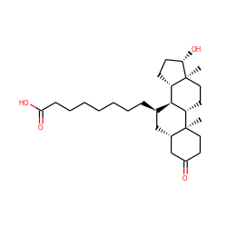 C[C@]12CC[C@H]3[C@H]([C@@H]1CC[C@@H]2O)[C@H](CCCCCCCC(=O)O)C[C@H]1CC(=O)CC[C@@]13C ZINC000028824538