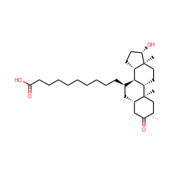 C[C@]12CC[C@H]3[C@H]([C@@H]1CC[C@@H]2O)[C@H](CCCCCCCCCC(=O)O)C[C@H]1CC(=O)CC[C@@]13C ZINC000028824536