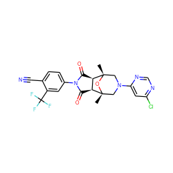 C[C@]12CN(c3cc(Cl)ncn3)C[C@](C)(O1)[C@@H]1C(=O)N(c3ccc(C#N)c(C(F)(F)F)c3)C(=O)[C@@H]12 ZINC000058512299