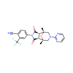 C[C@]12CN(c3ncccn3)C[C@](C)(O1)[C@@H]1C(=O)N(c3ccc(C#N)c(C(F)(F)F)c3)C(=O)[C@@H]12 ZINC000058575413