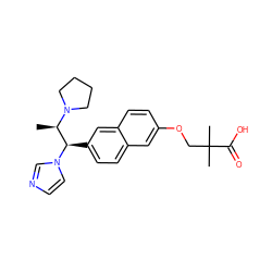 C[C@H]([C@@H](c1ccc2cc(OCC(C)(C)C(=O)O)ccc2c1)n1ccnc1)N1CCCC1 ZINC000038319872