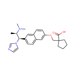 C[C@H]([C@@H](c1ccc2cc(OCC3(C(=O)O)CCCC3)ccc2c1)n1ccnc1)N(C)C ZINC000040763218