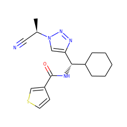 C[C@H](C#N)n1cc([C@@H](NC(=O)c2ccsc2)C2CCCCC2)nn1 ZINC000095560948