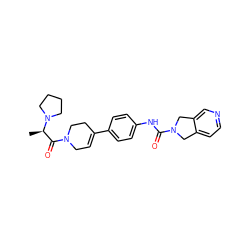 C[C@H](C(=O)N1CC=C(c2ccc(NC(=O)N3Cc4ccncc4C3)cc2)CC1)N1CCCC1 ZINC000166330054