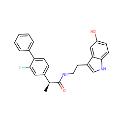 C[C@H](C(=O)NCCc1c[nH]c2ccc(O)cc12)c1ccc(-c2ccccc2)c(F)c1 ZINC000299823661