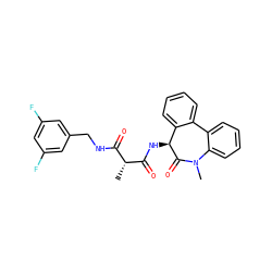 C[C@H](C(=O)NCc1cc(F)cc(F)c1)C(=O)N[C@@H]1C(=O)N(C)c2ccccc2-c2ccccc21 ZINC000028824866